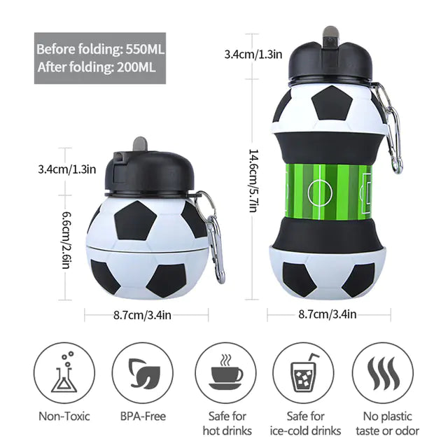 Foldable Soccer Ball Shaped Portable Water Bottle